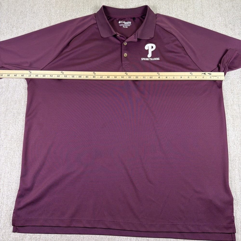 Columbia Golf Polo Men Sz 2XL/2TG Maroon Phillies Spring Training Performance - Picture 7 of 11